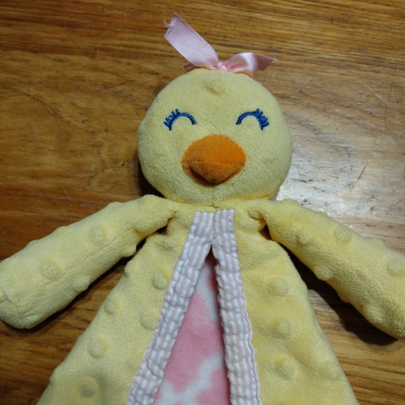 Nursery Rhyme Brand Yellow & Pink Chick Duck Baby Security Blanket Lovey - Picture 3 of 11